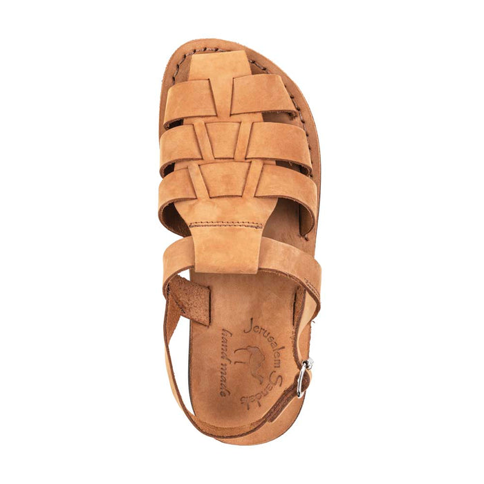 Michael Camel Brown Nubuck Leather Sandals - Top View