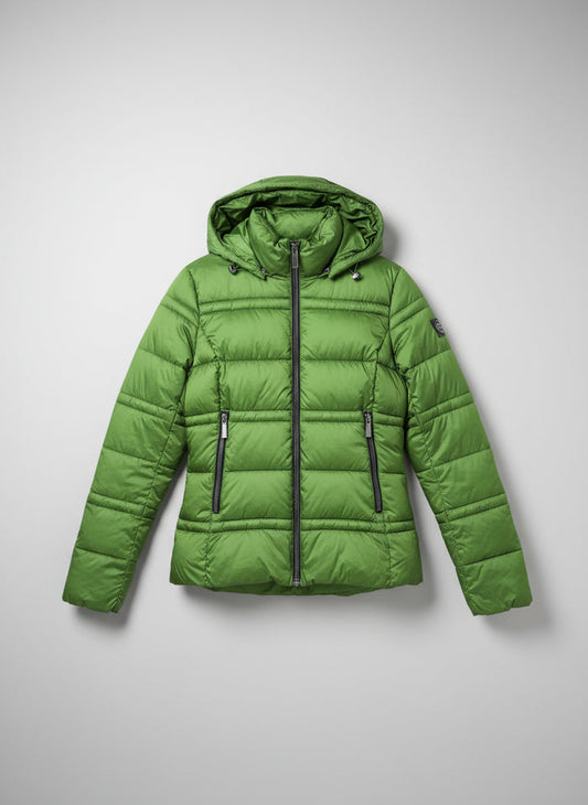 Michael Kors Green Padded Coat Jacket (S) UK 8 10 EU 36 38 Hooded Puffa Puffer