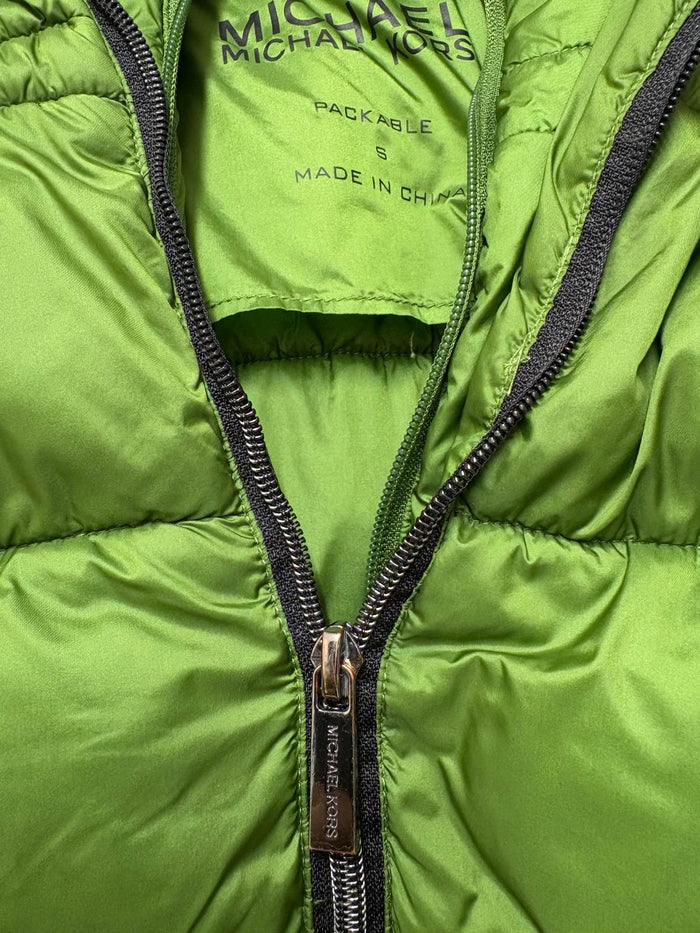 Michael Kors Green Padded Coat Jacket (S) UK 8 10 EU 36 38 Hooded Puffa Puffer