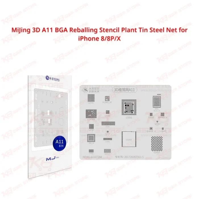 MiJing 3D A11 BGA Reballing Stencil Plant Tin Steel Net for iPhone 8/8P/X