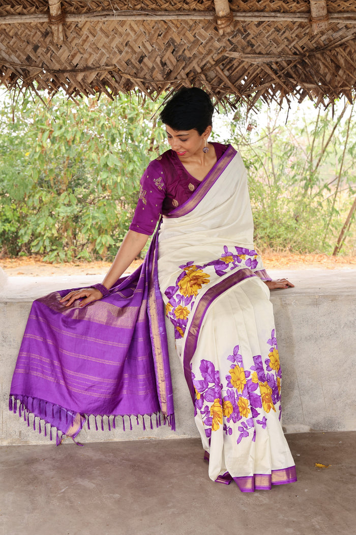 Mila Buttercup Kanchipuram Silk Saree