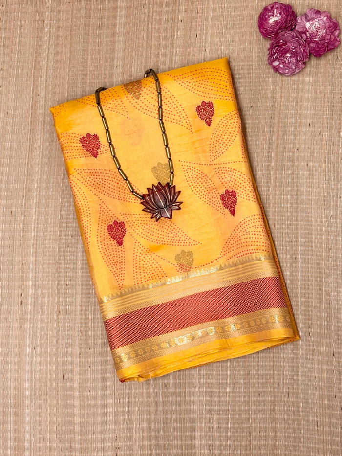 Mila Foliage Thread Woven Border Silk Saree