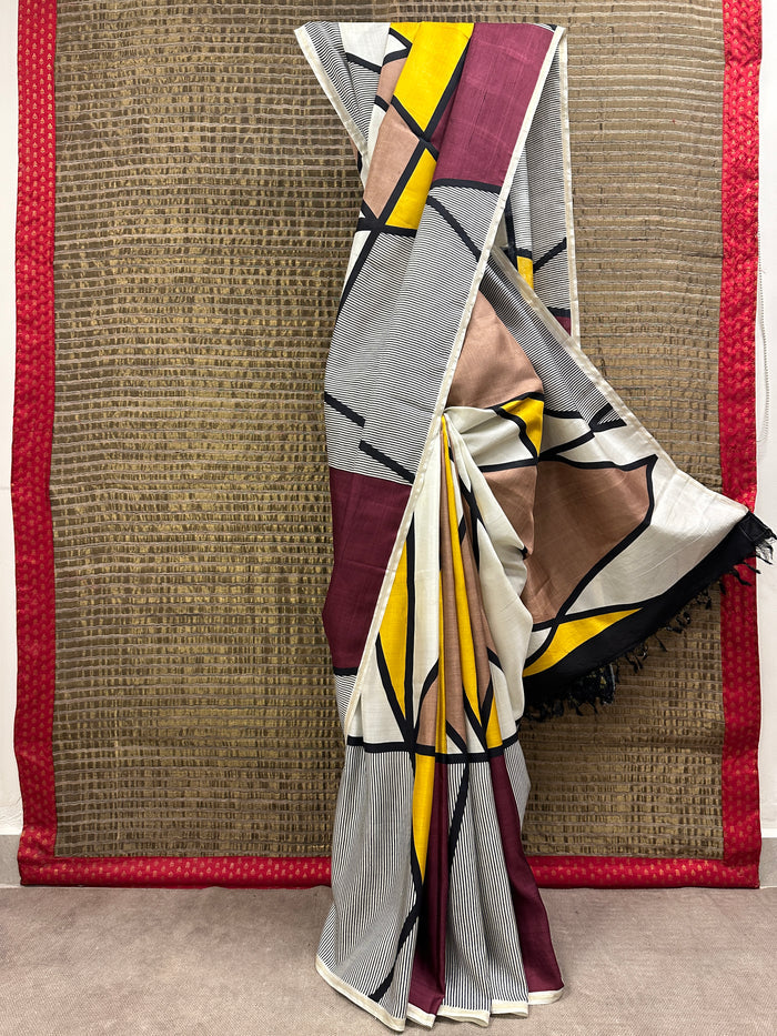 Mila Striped Contemporary Kanchipuram Silk Saree