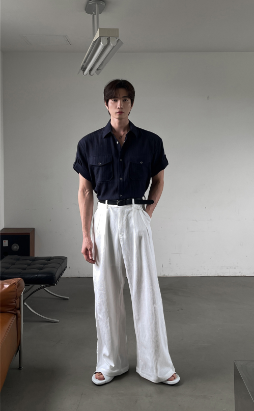 Minimal Pintuck Wide Pants