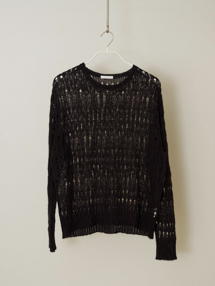 Mohair Punching Pullover-Black