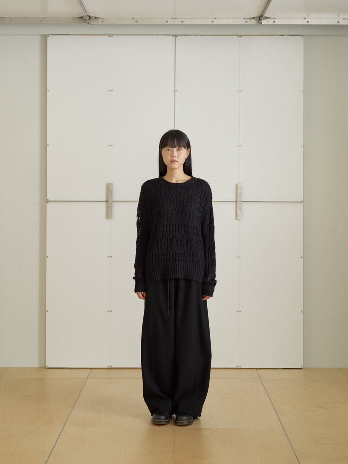 Mohair Punching Pullover-Black