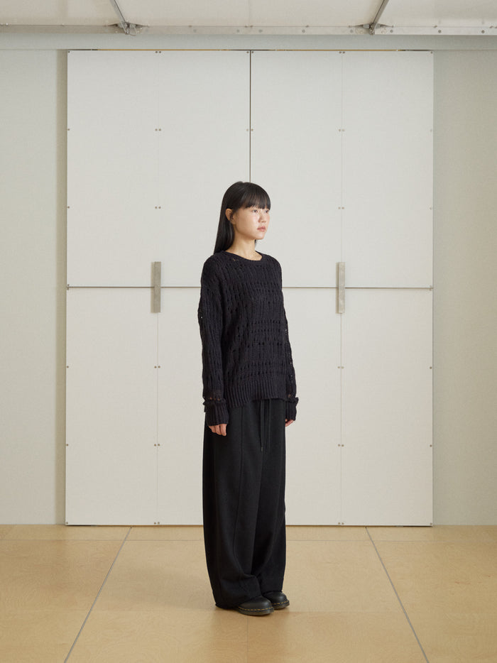 Mohair Punching Pullover-Black