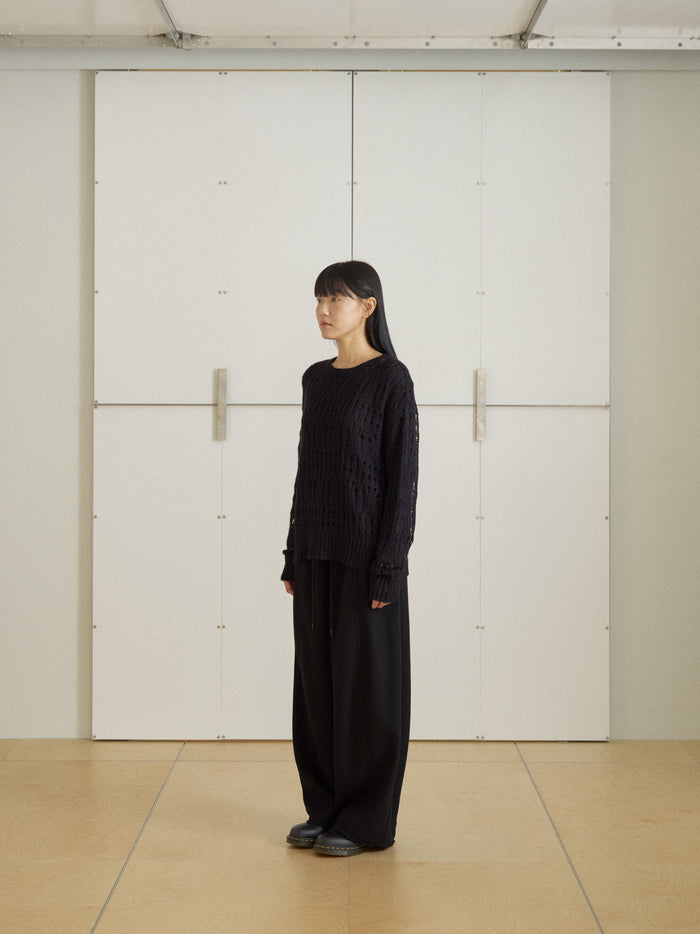 Mohair Punching Pullover-Black