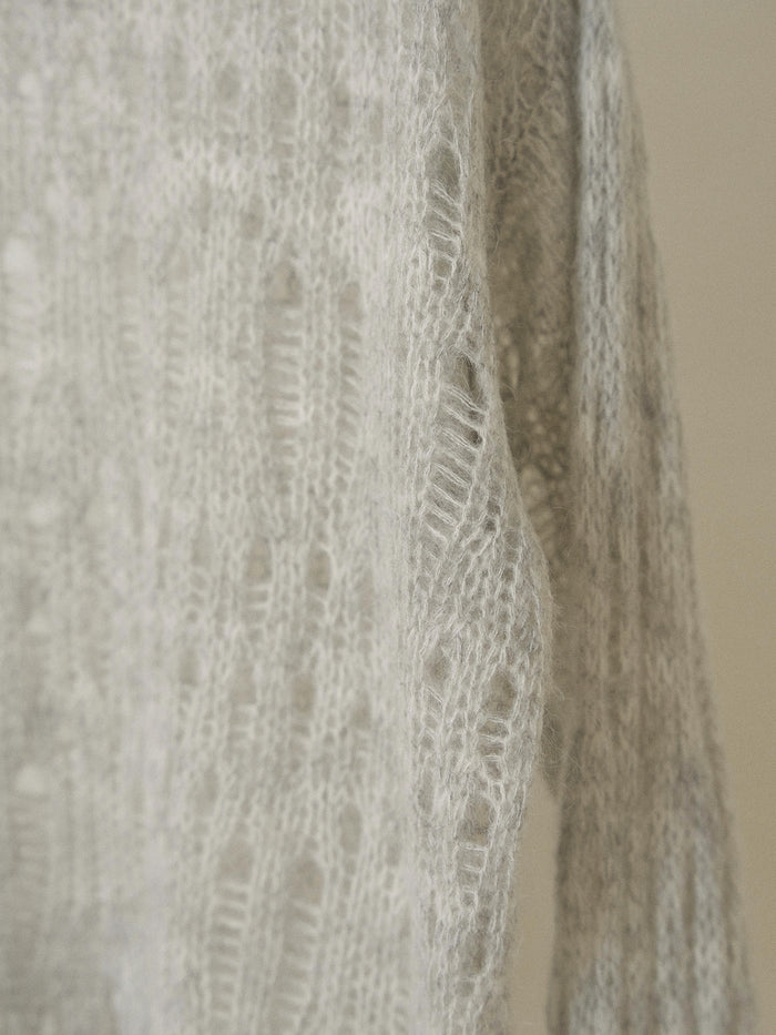 Mohair Punching Pullover-Gray