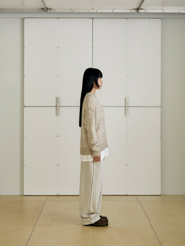 Mohair Punching Pullover-Ivory
