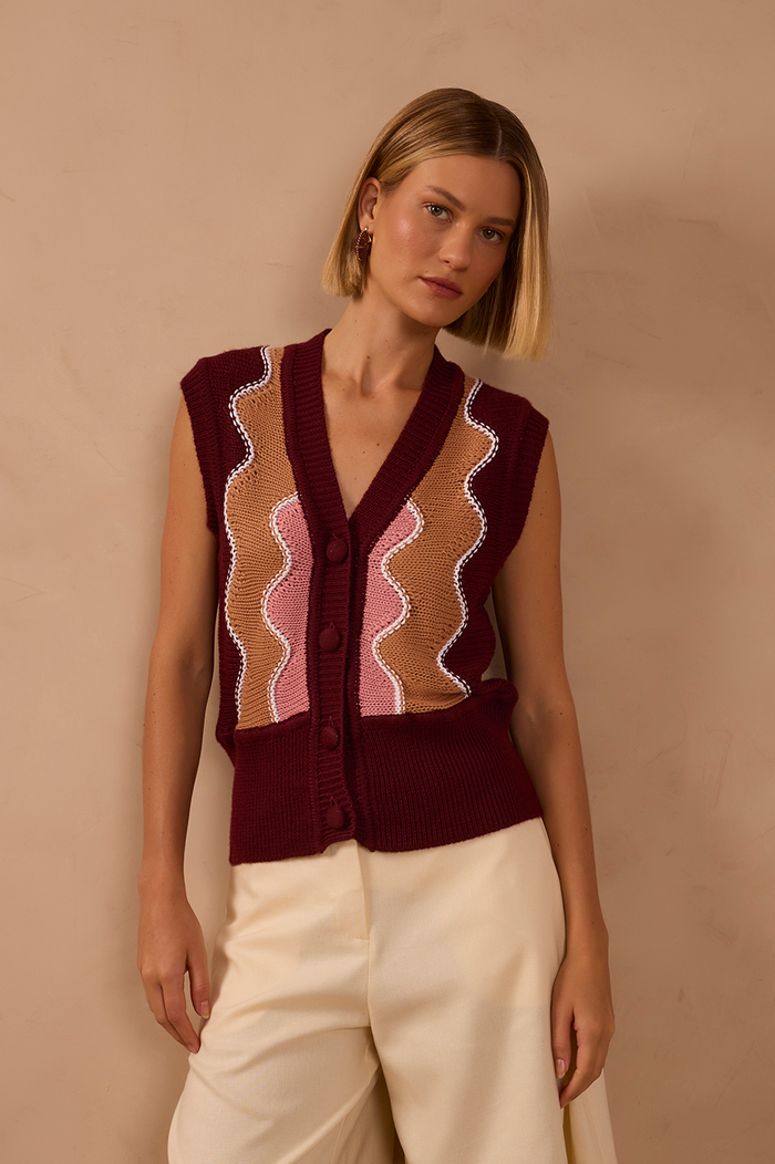Multicolor Sleeveless Tricot Vest_1