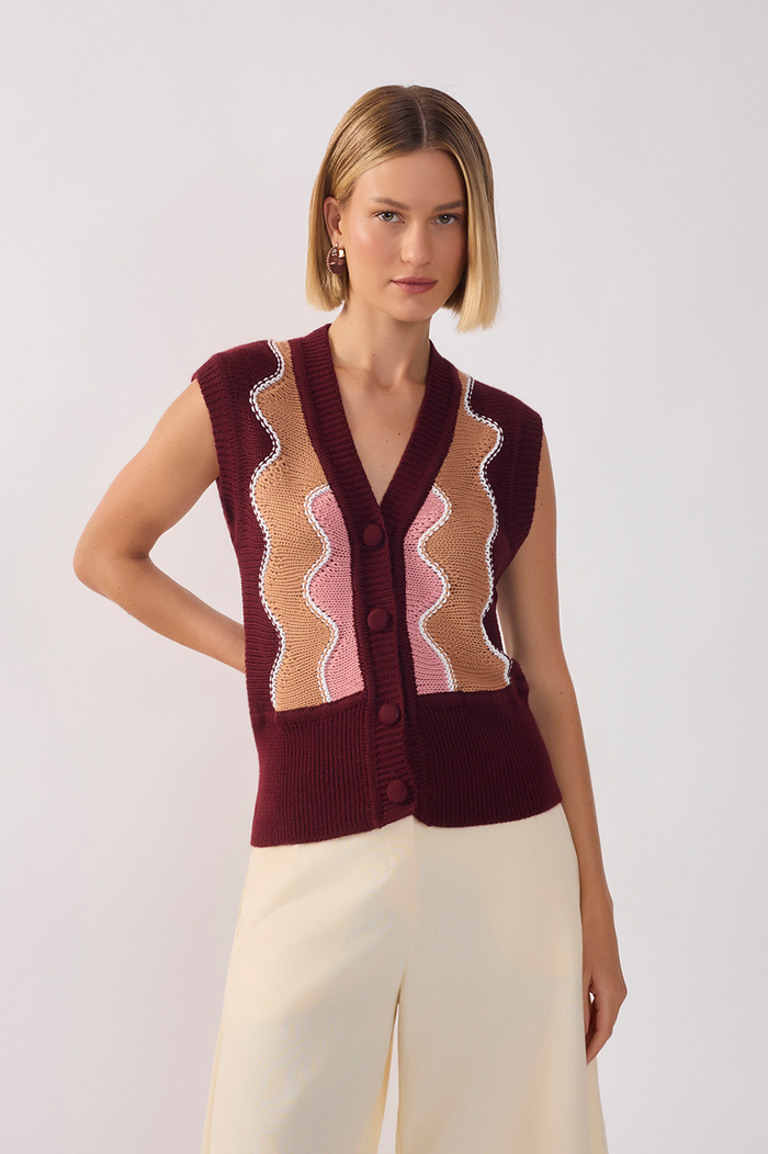 Multicolor Sleeveless Tricot Vest_2
