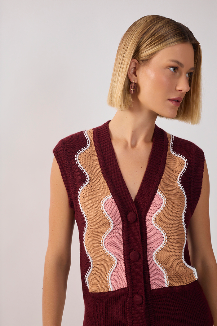 Multicolor Sleeveless Tricot Vest_4