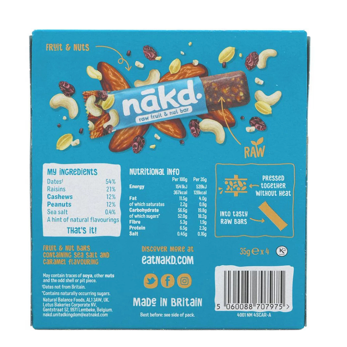 Nakd Salted Caramel Bar Multipack (35gx4)