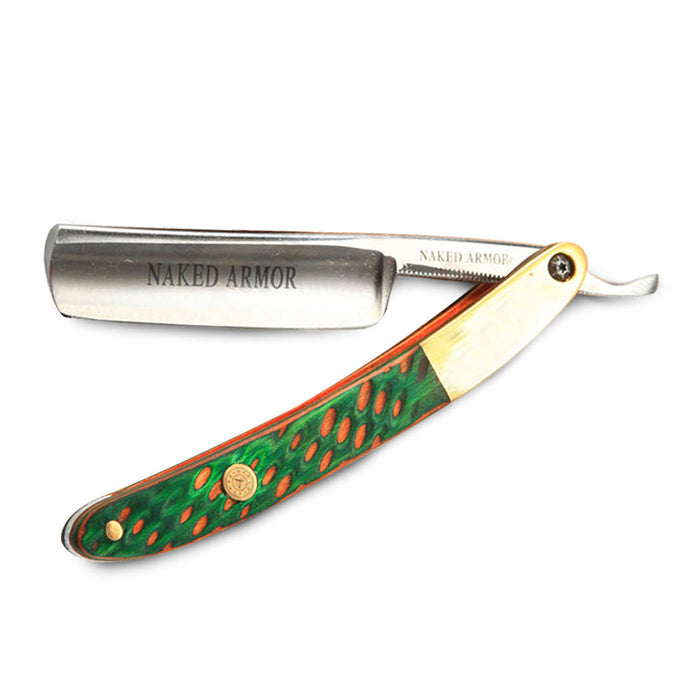 Naked Armor Lamorak Straight Razor 7/8" Mahogany Wood Round Point Japanese Steel