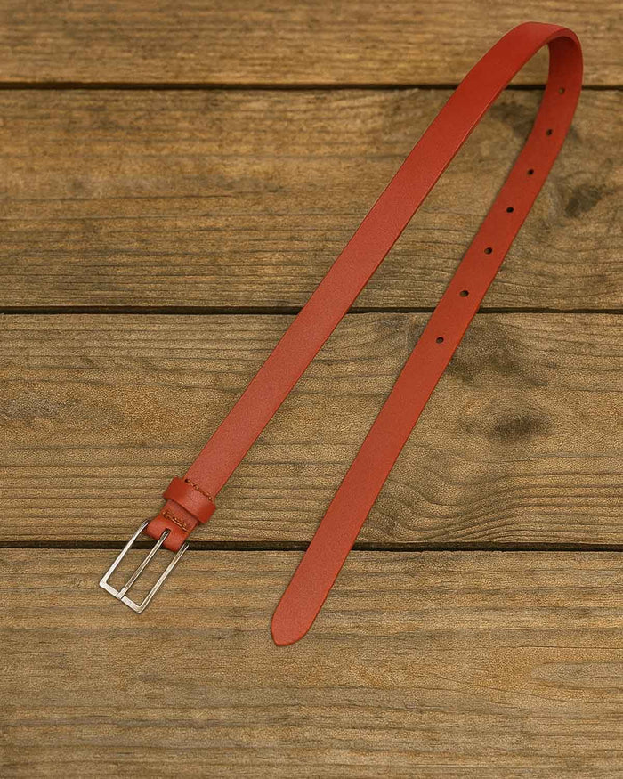 Narrow Leather Belts - Red - Country Collection