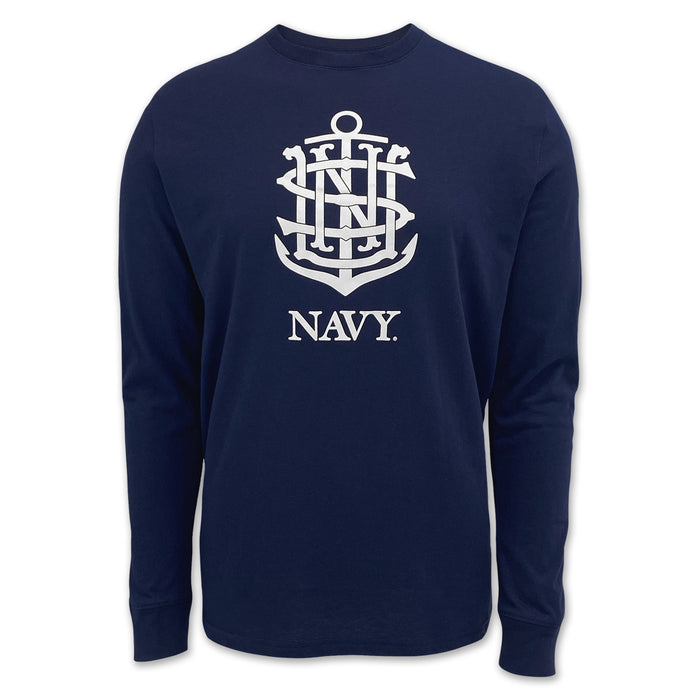 Navy Anchor Under Armour Performance Cotton LS T-Shirt (Navy)