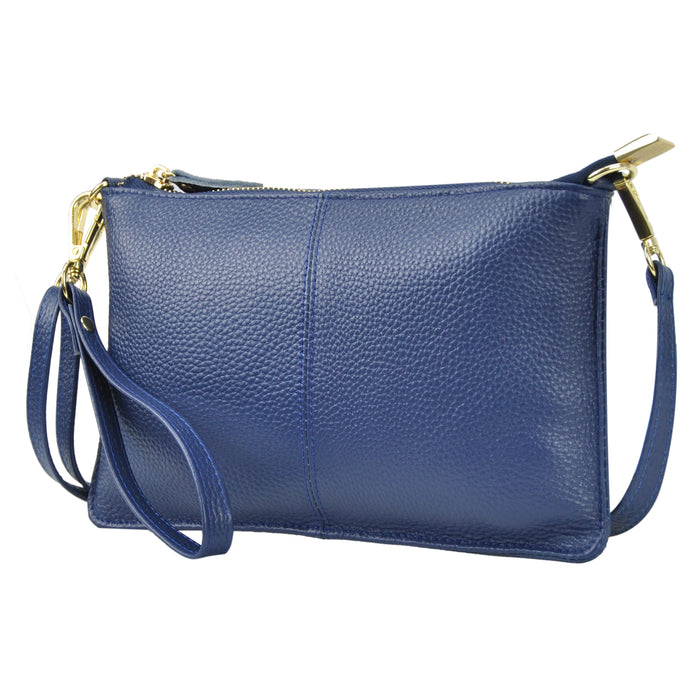 Navy NGIL Genuine Leather Wristlet Crossbody Bag