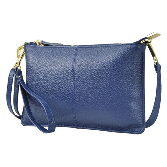 Navy NGIL Genuine Leather Wristlet Crossbody Bag