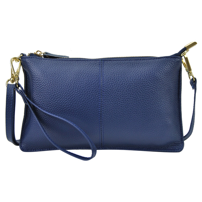 Navy NGIL Genuine Leather Wristlet Crossbody Bag