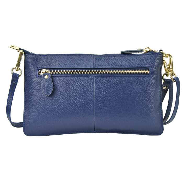 Navy NGIL Genuine Leather Wristlet Crossbody Bag