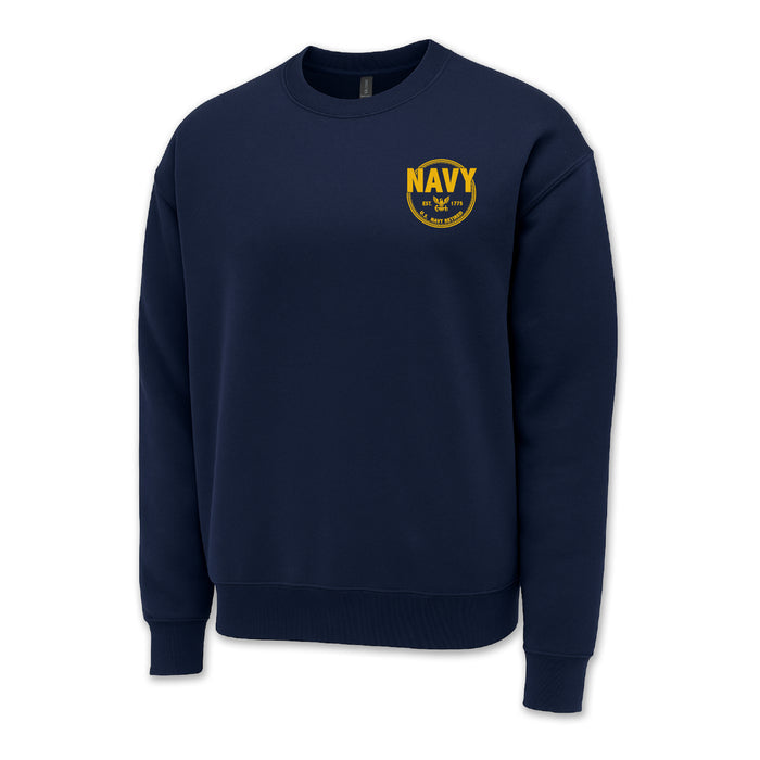 Navy Retired Left Chest Crewneck