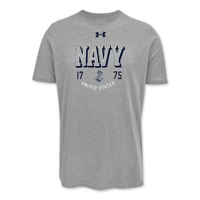 Navy Under Armour 1775 Performance Cotton T-Shirt (Grey)