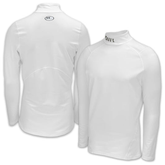 Navy Under Armour ColdGear Fitted Mock (White)
