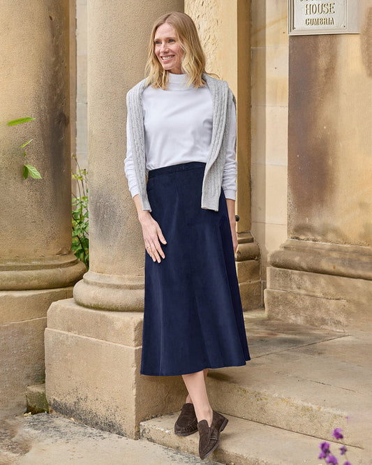 Needlecord Skirt - Navy