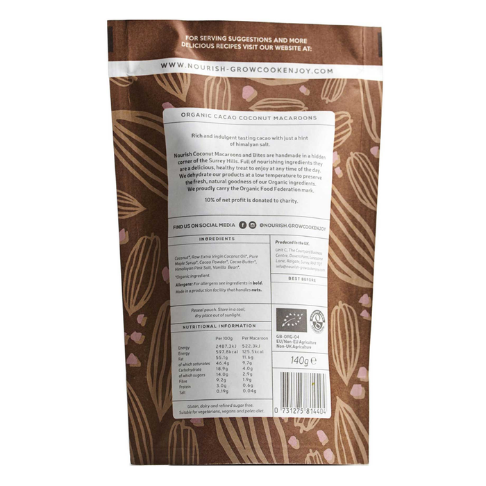 Nourish Organic Cacao Coconut Macaroons 140g