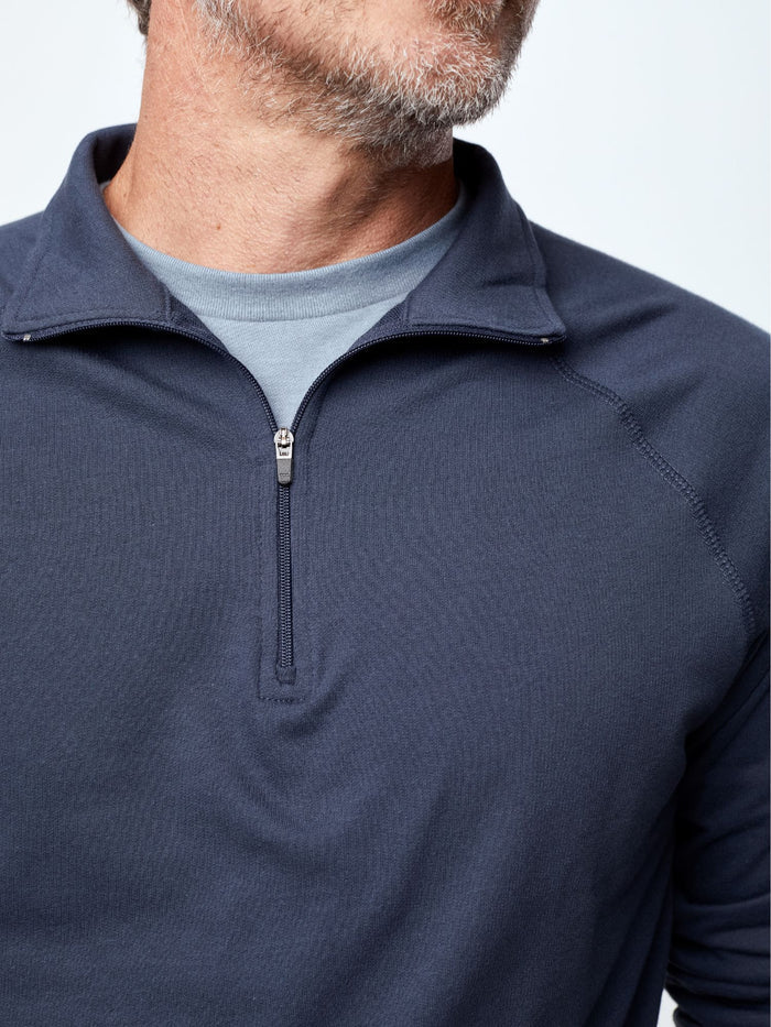 Reinforced zipper and stitching  # Odyssey Blue Quarter Zip | Fall/Winter Collection | Fresh Clean Threads