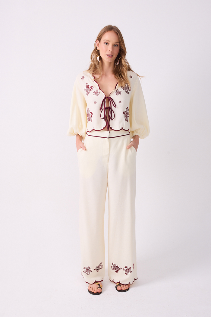 Off-White Embroidered Wavy Hem Pants_2