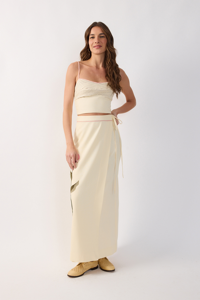 Off-White Embroidered Wrap Maxi Skirt_2