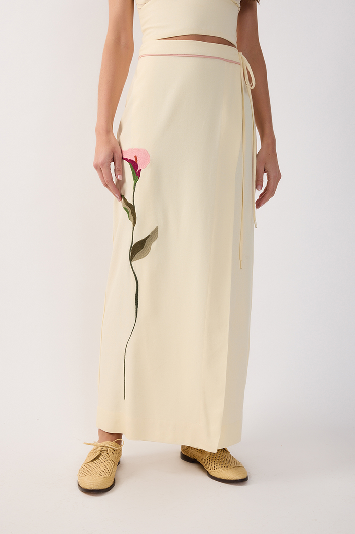 Off-White Embroidered Wrap Maxi Skirt_4