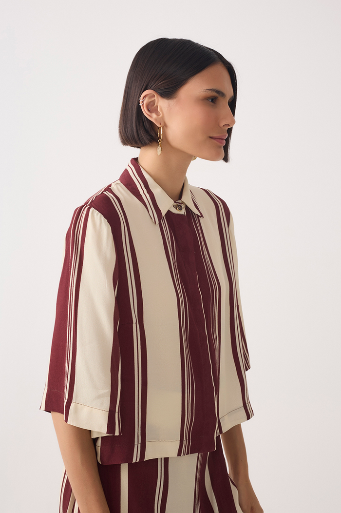 Off-White Stripes Solene Midi Sleeve Shirt_5