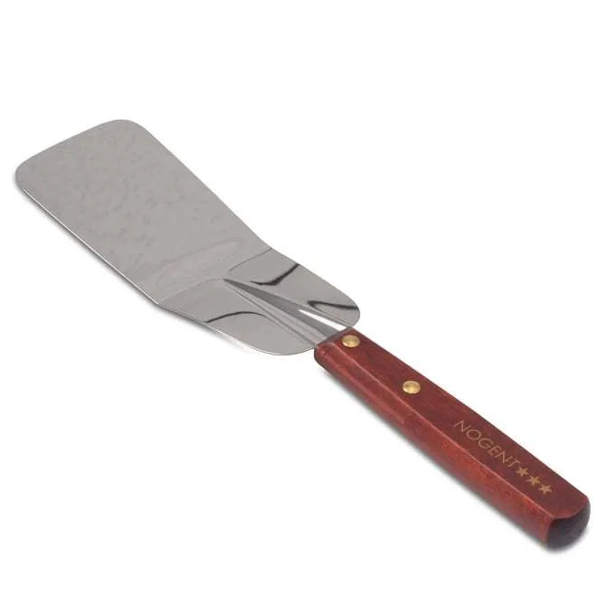 Offset Spatula - 2.25 inch x 6 inch with wood handle "nogent" logo on white background.