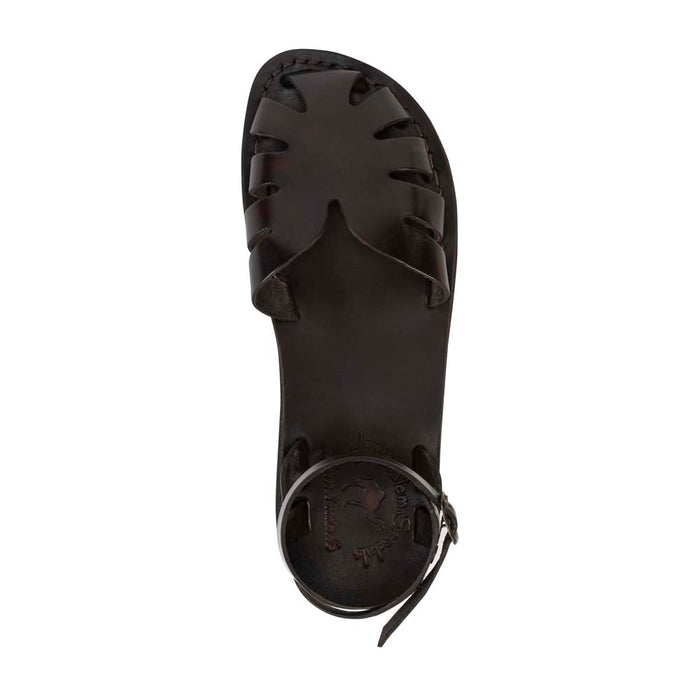 Olivia Brown, handmade leather sandals fisherman sandal silhouette. Top View