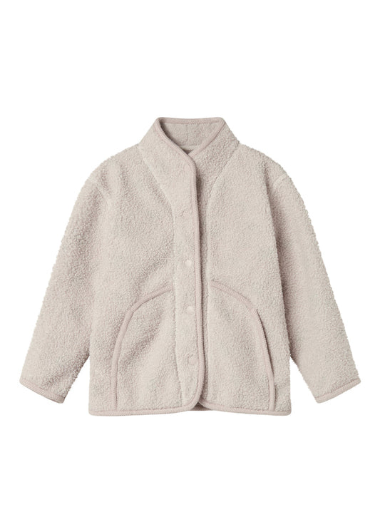 Beige fleece jacket with buttons and pockets for children