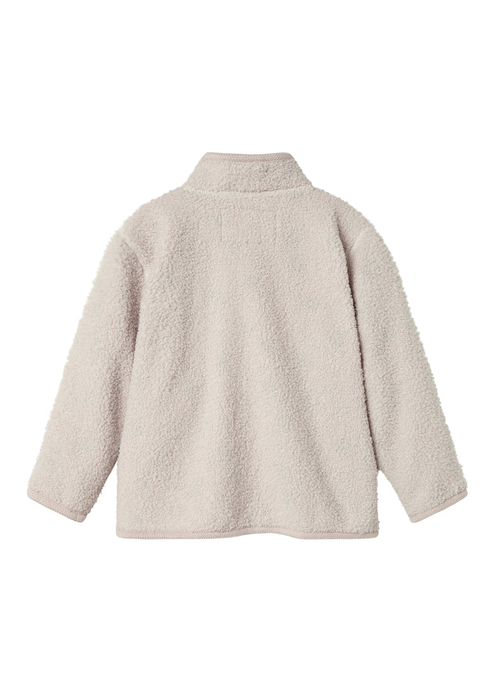 Beige fleece jacket with buttons and pockets for children