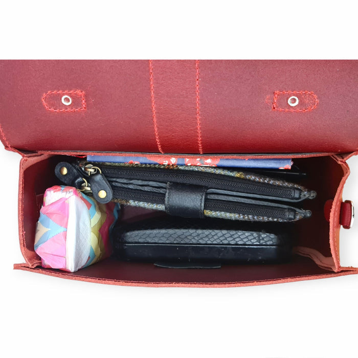 Olympia Handmade Leather Bag - Pillar Box Red - Bascora