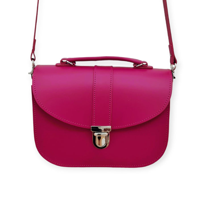 Olympia Handmade Leather Crossbody Bag – Magenta - Bascora