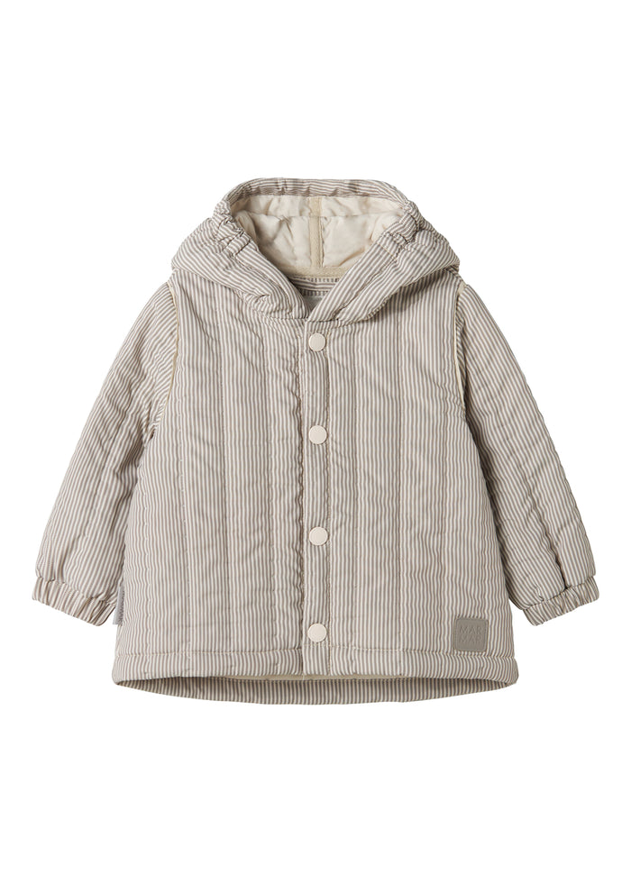 Baby thermal jacket with hat and buttons