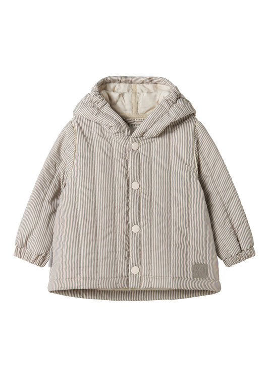 Baby thermal jacket with hat and buttons