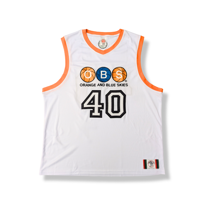 Orange & Blue Skies NYC Subway Inspired Jersey | Official Spike Lee 40 Acres - White
