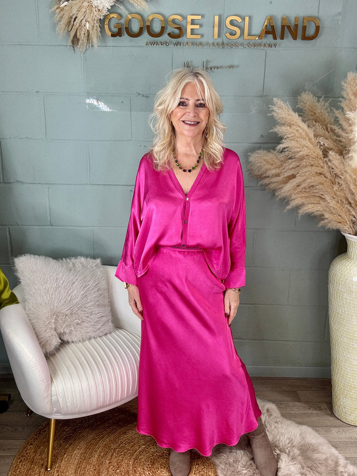 Orietta Silky Skirt Fuchsia