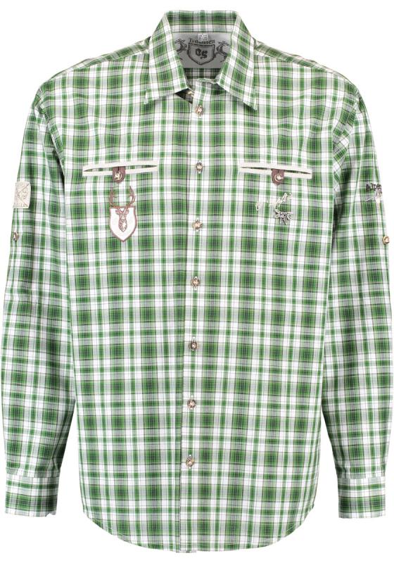 OS Trachten Men's Long Sleeve Regular Fit Shirt "Bruce" green