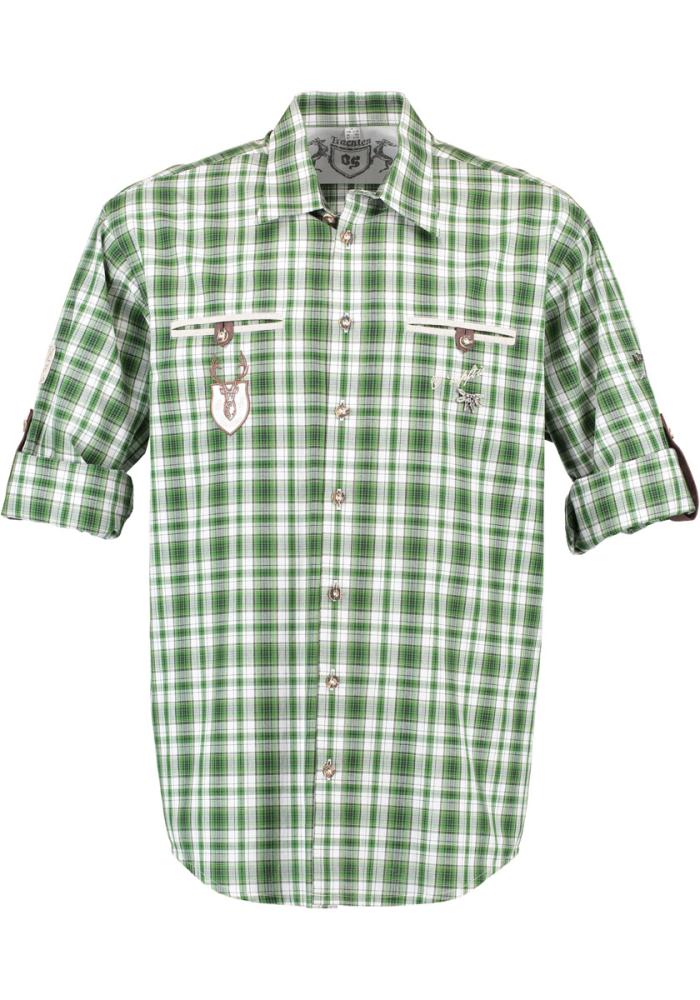 OS Trachten Men's Long Sleeve Regular Fit Shirt "Bruce" green