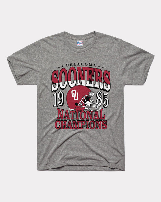 Grey Oklahoma Sooners 1985 Football National Champions Vintage T-Shirt