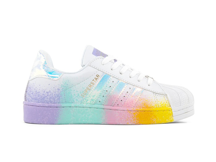 Paq 6 Pares Tenis Concha Blanco Lila Jaspeado 22/25.5