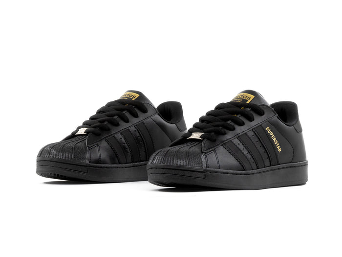Paq 6 Pares Tenis Concha Negro Oro 26/29.5